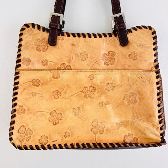 Unbranded Handbags - Beautiful Unique Brown Leather Four Leaf Clover Lucky Shoulder Purse Tote Bag